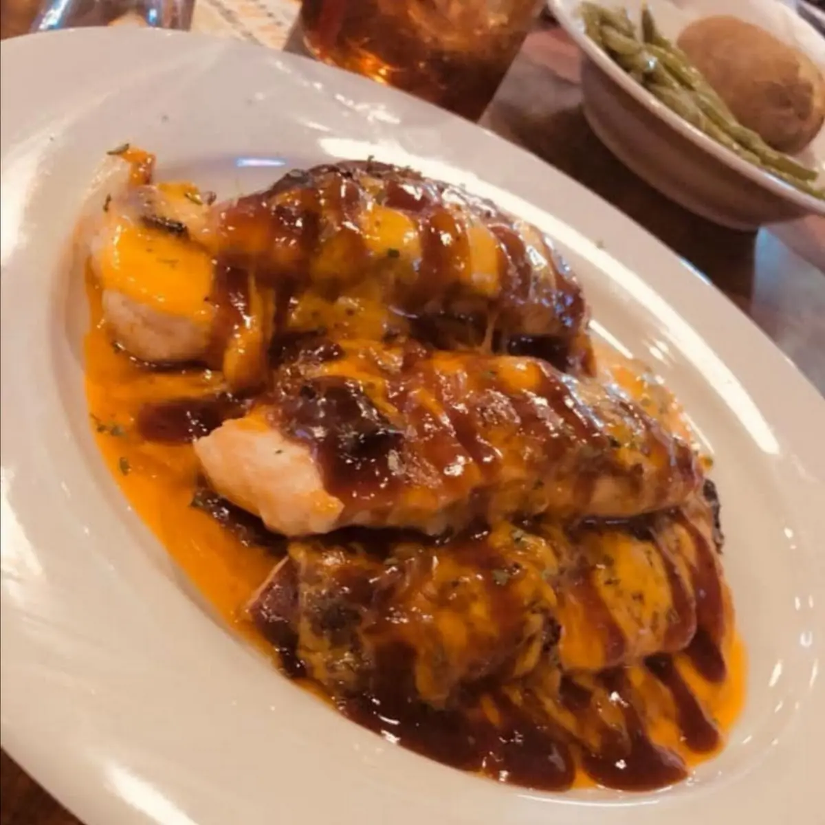 Chicken Strips with Cheese and BBQ Sauce