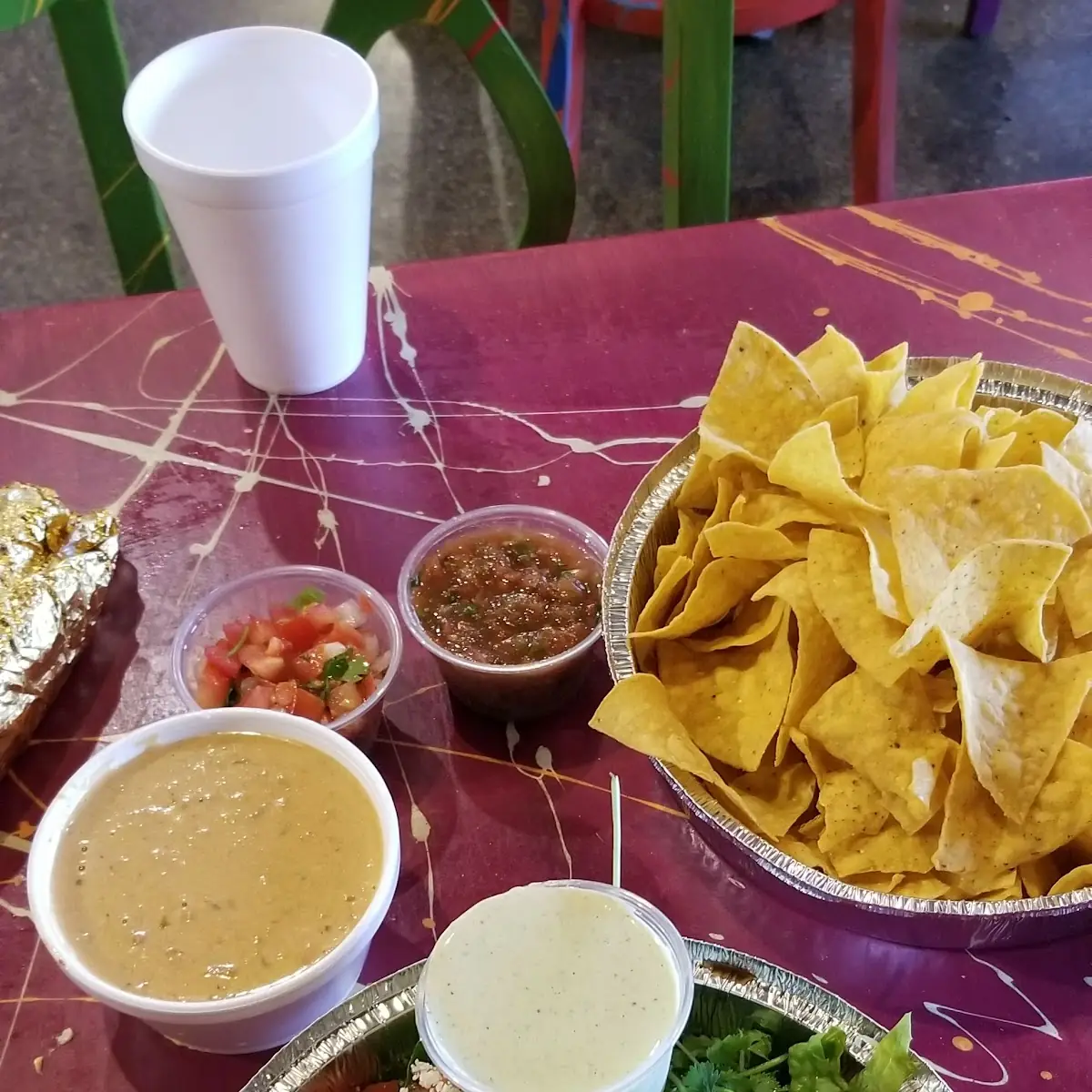 Chicken Salad and Chips and Queso with Salsa Fresca
