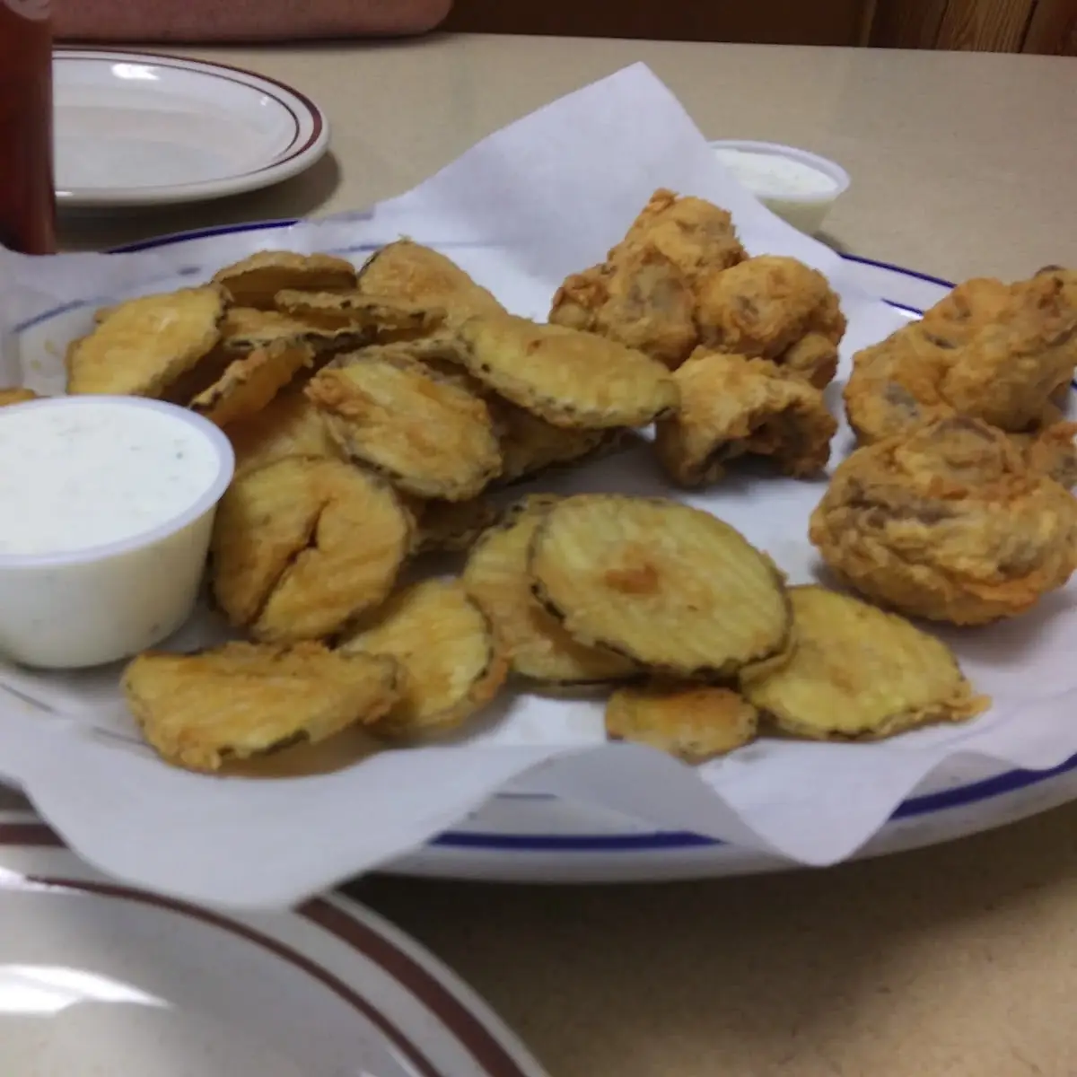 Fried Pickles and Fried Mushrooms