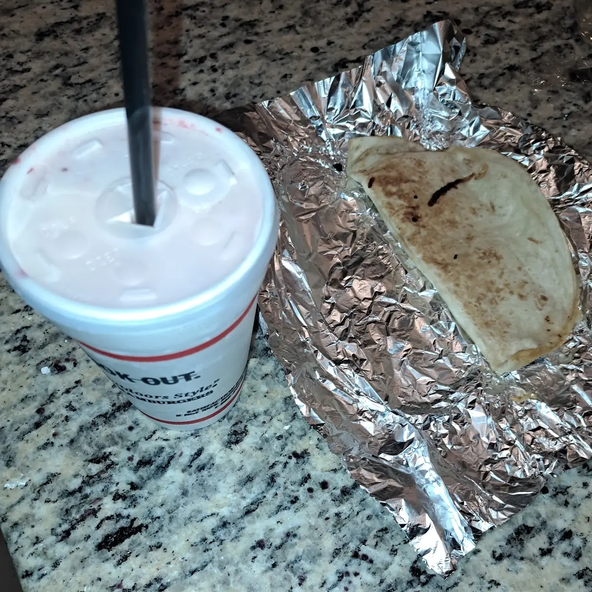 Vanilla Shake and Chicken Quesadilla