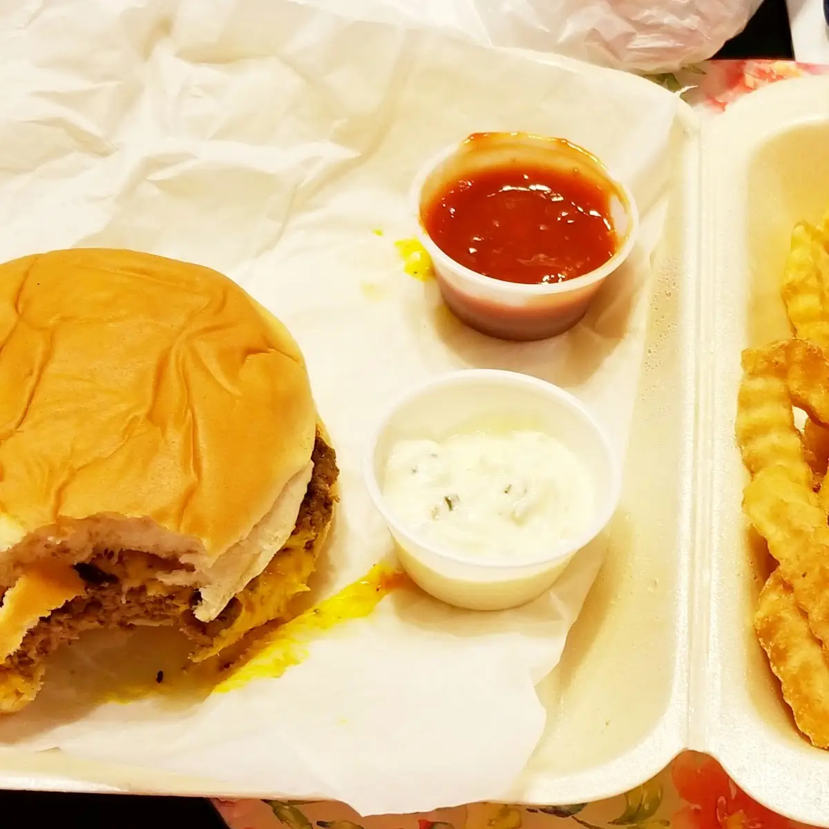 Fried Shrimp and Double Cheeseburger