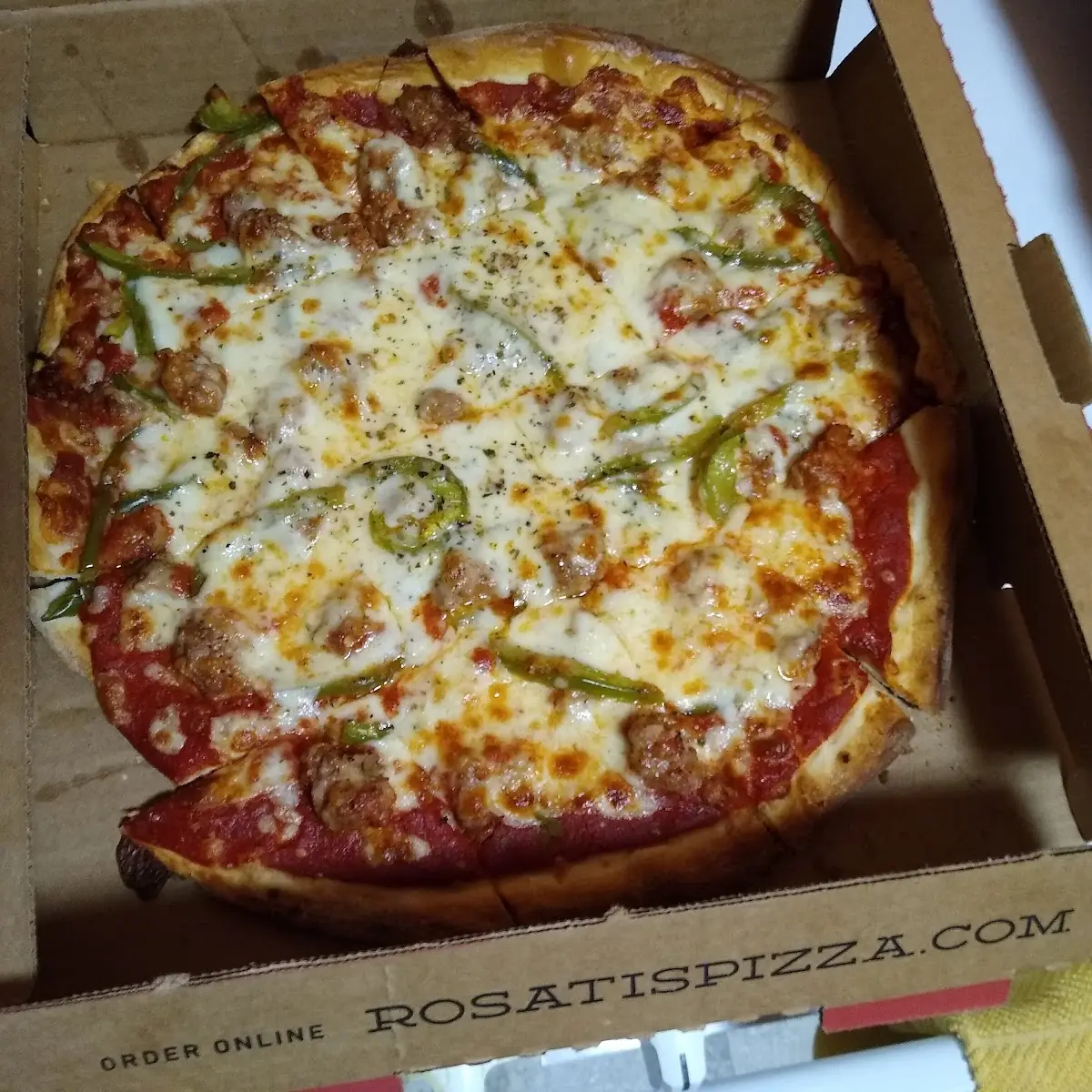 Thin Crust Pizza Sausage and Green Peppers
