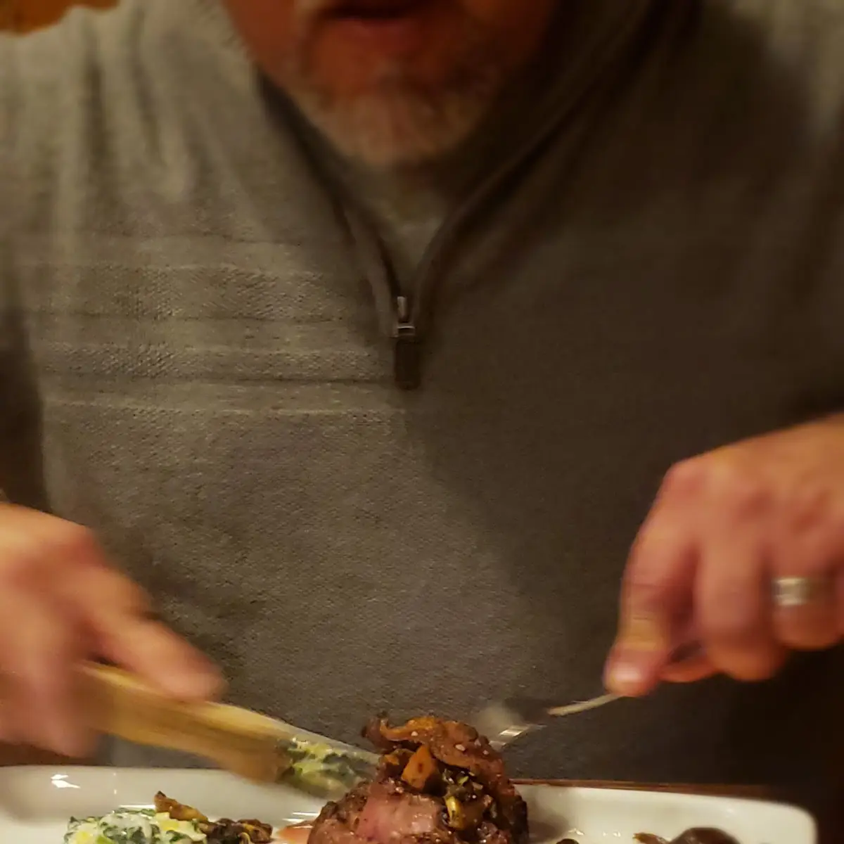Bison Ribeye Steak and Creamed Spinach