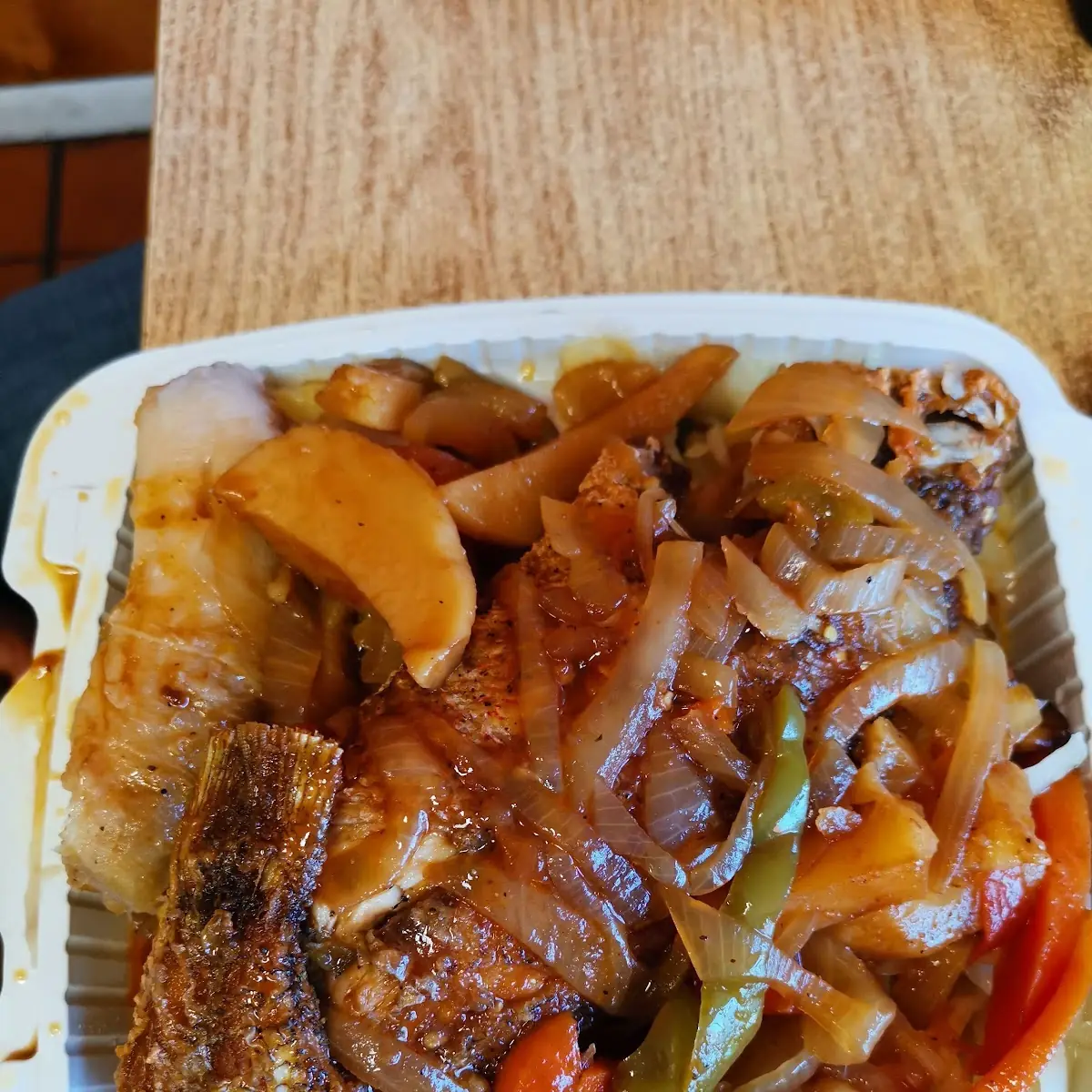 Brown Stew Fish with Ground Provision