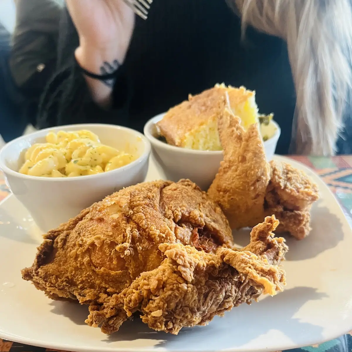 Fried Chicken Mac & Cheese Greens