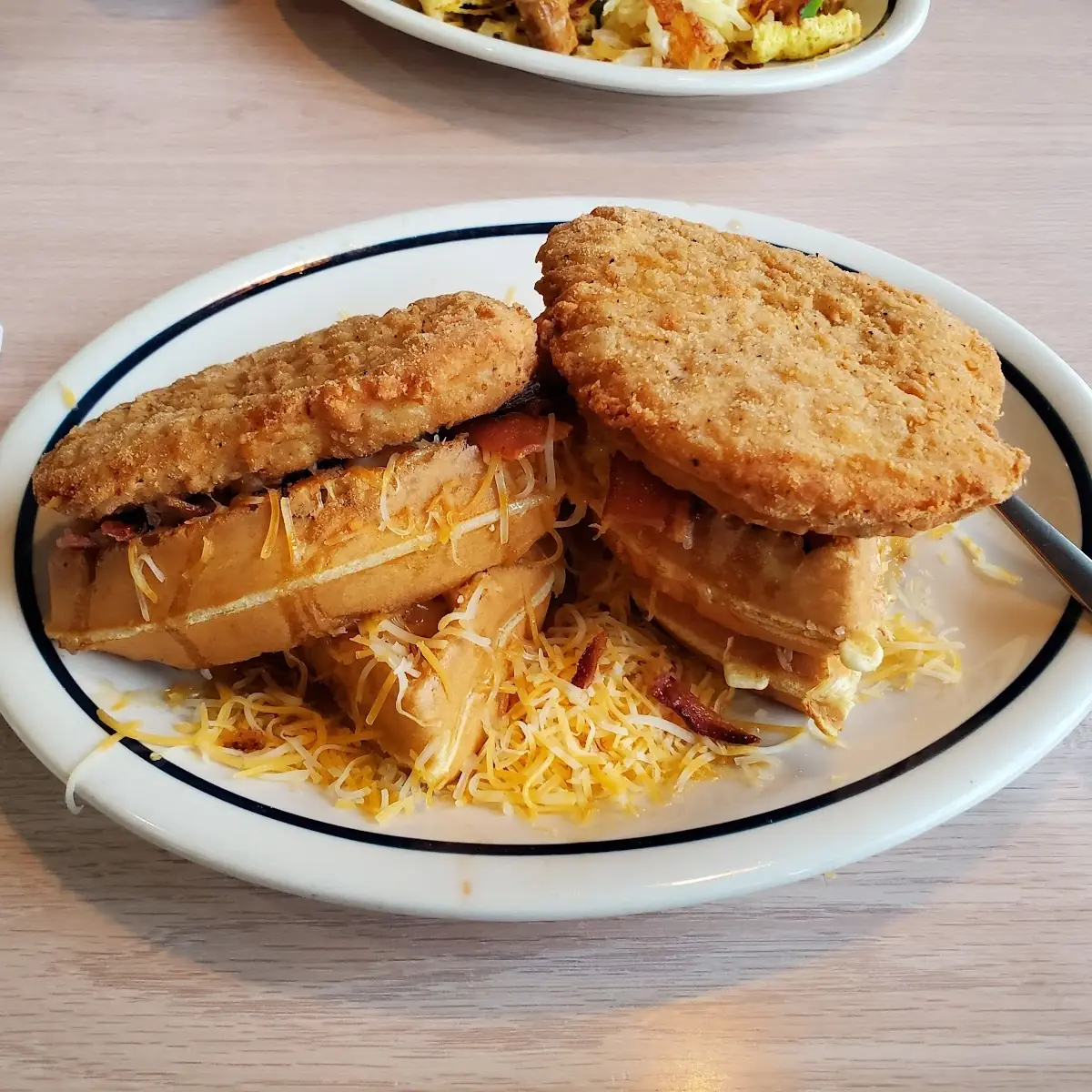 Chicken and Cheddar Cheese with Waffles