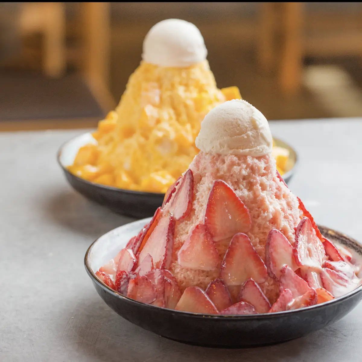 Mango Strawberry Shaved Ice Dessert