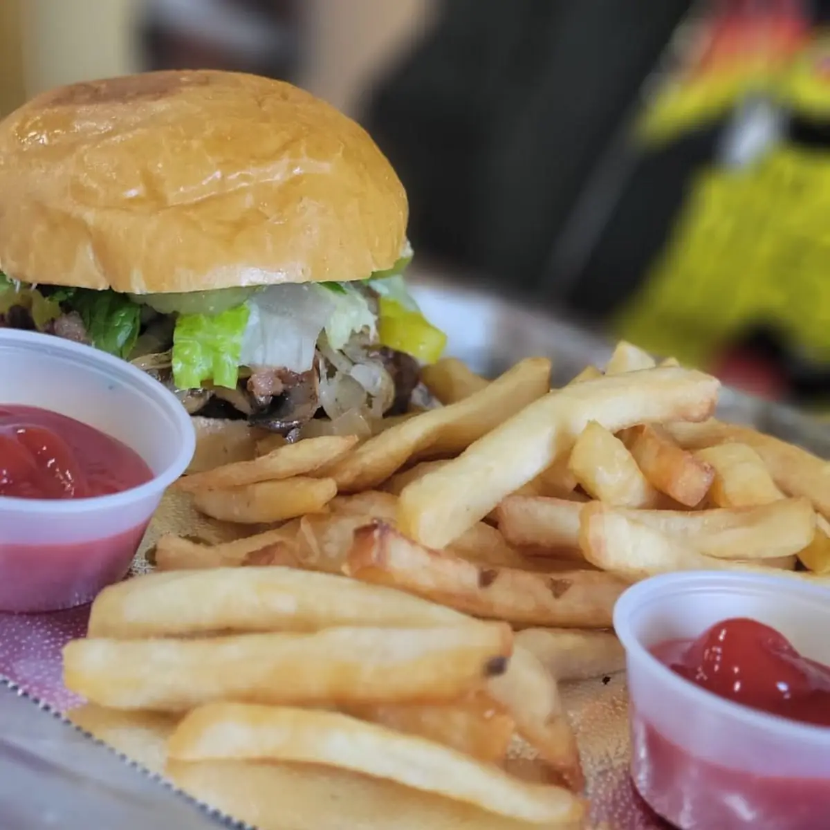 Mushroom Bacon Cheeseburger Combo Burger