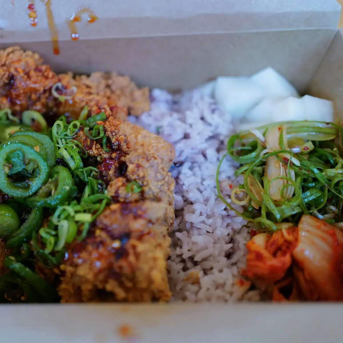 Korean Chicken and Kimchi Rice