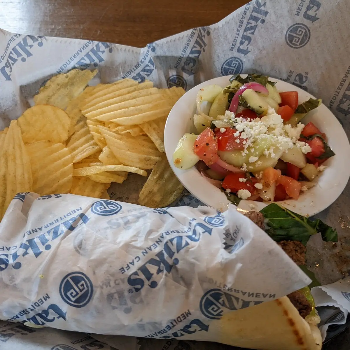 Lamb Gyro Chips and Fruit Cup