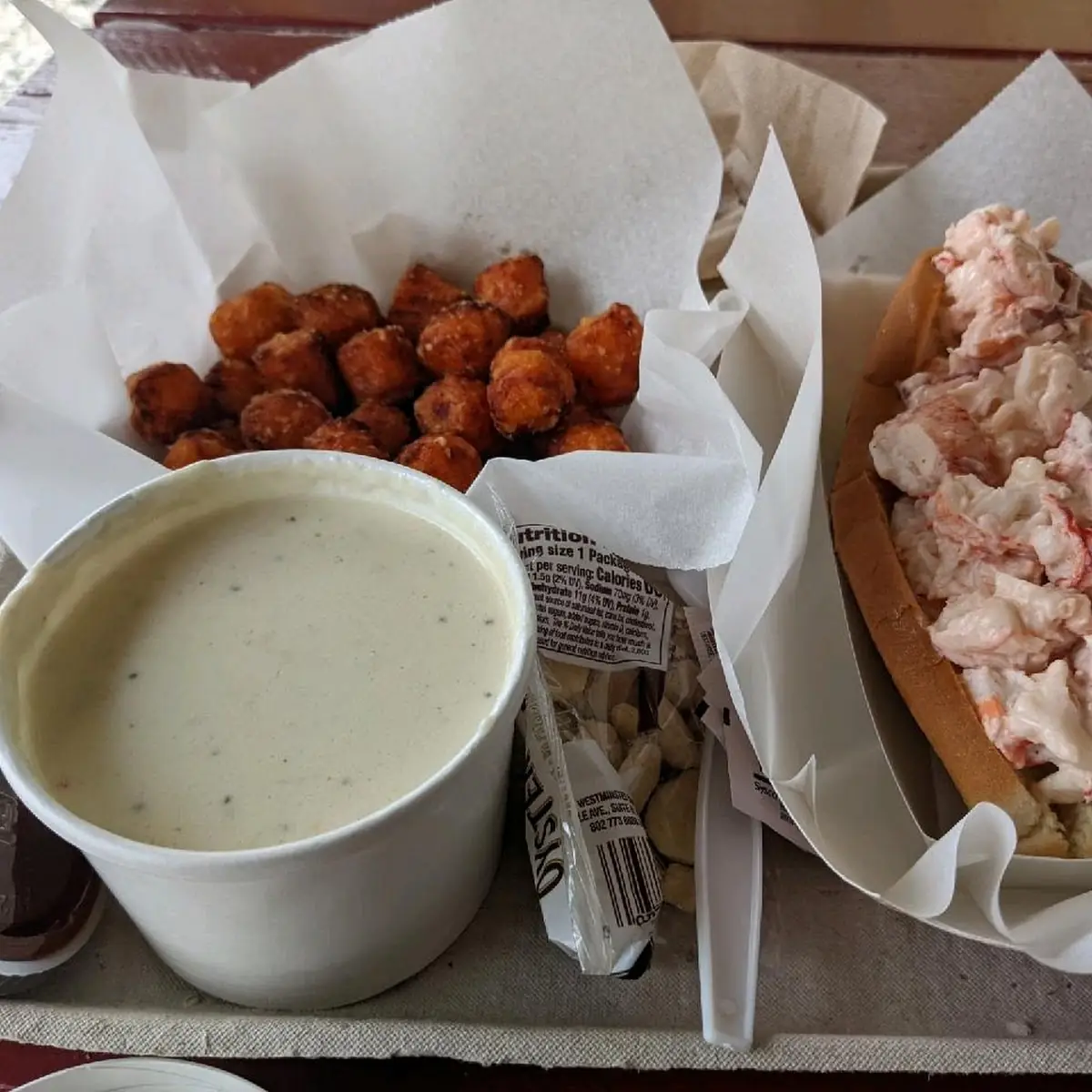 Lobster Roll and Sweet Potato Tots