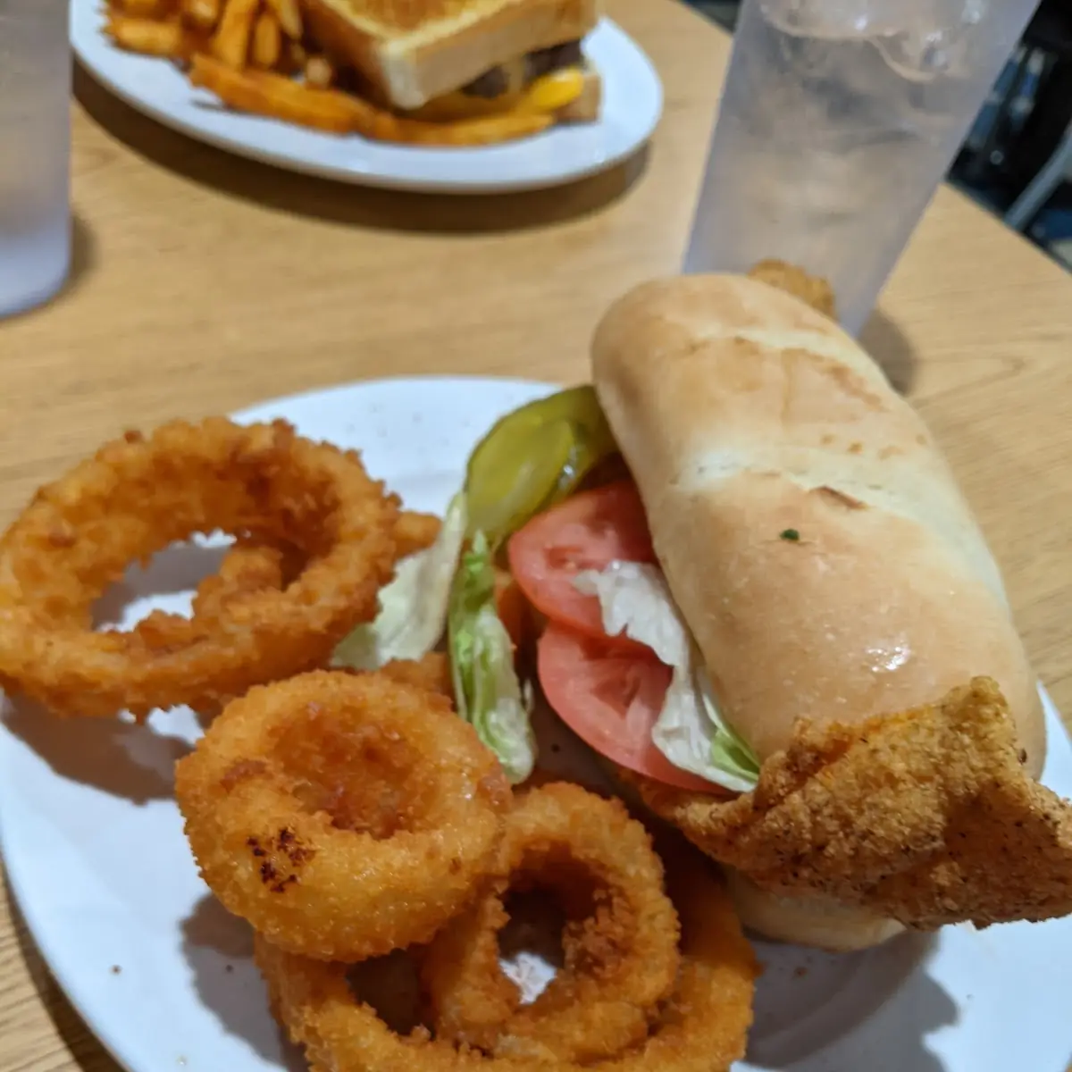 Fried Catfish Sandwich with Onion Rings