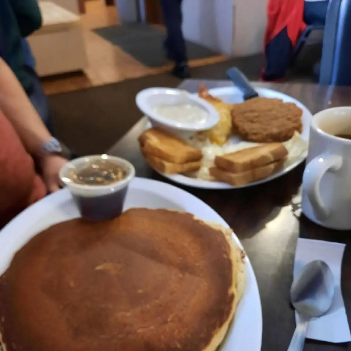 Bacon Pancake Country Fried Steak and Eggs