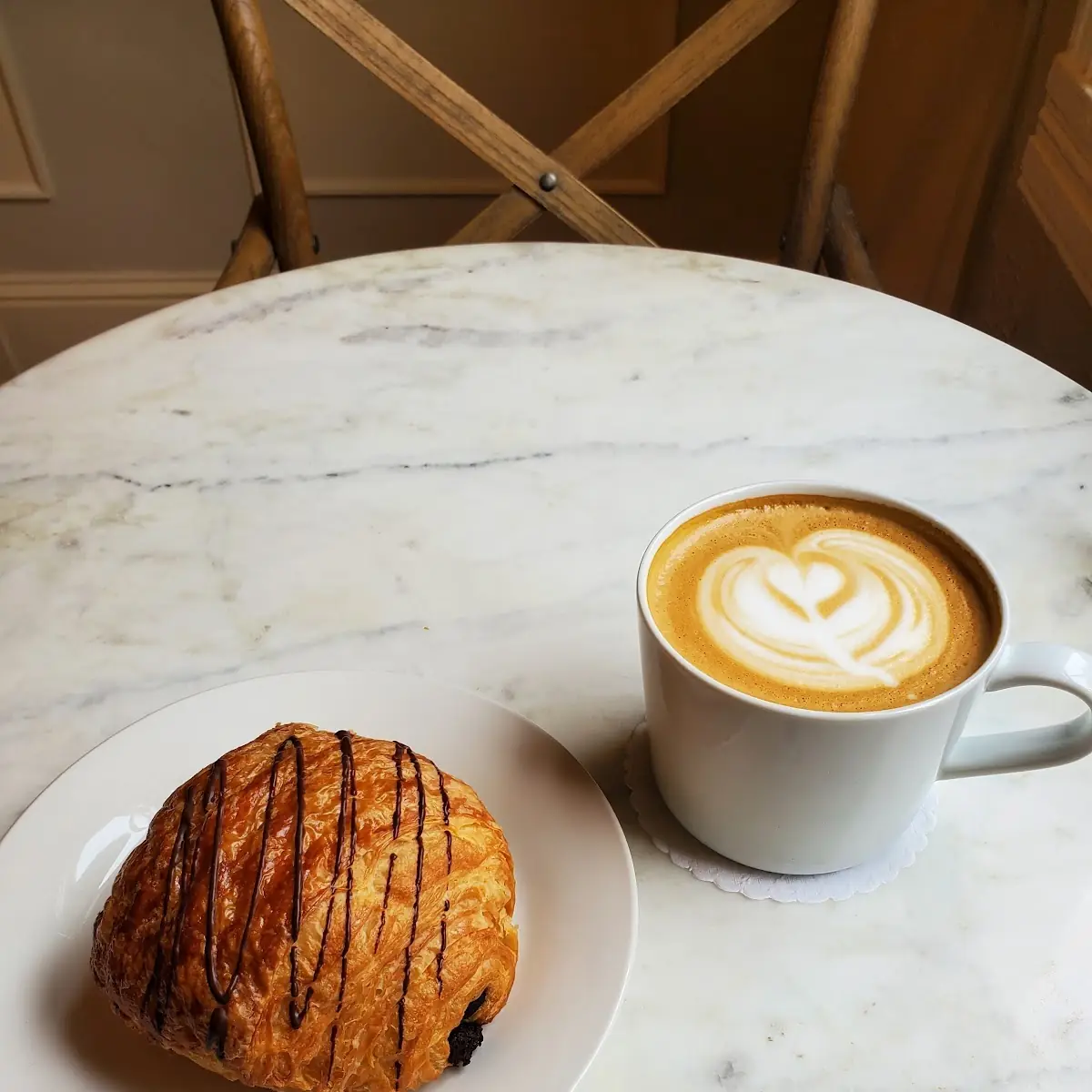 Latte with Chocolate Croissant
