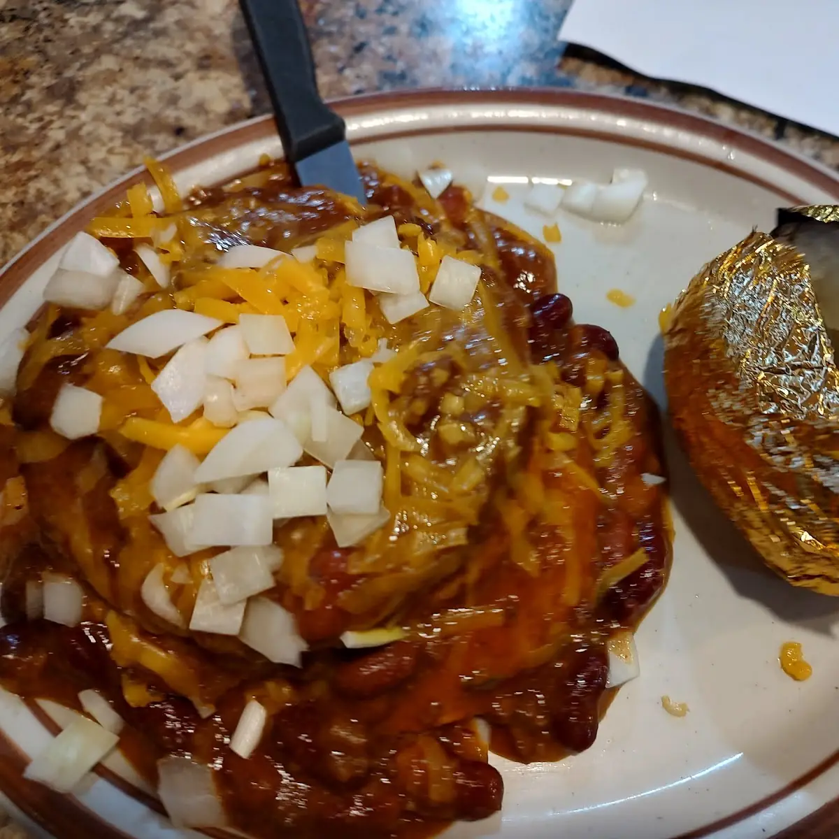 Chilli Burger with Baked Potato