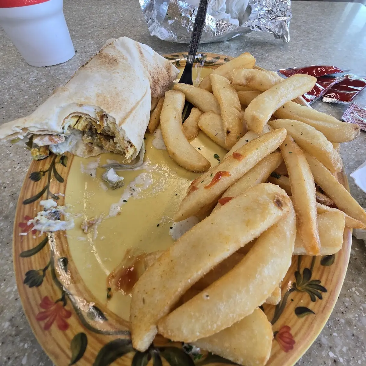 Chicken Shawarma Wrap with Fries