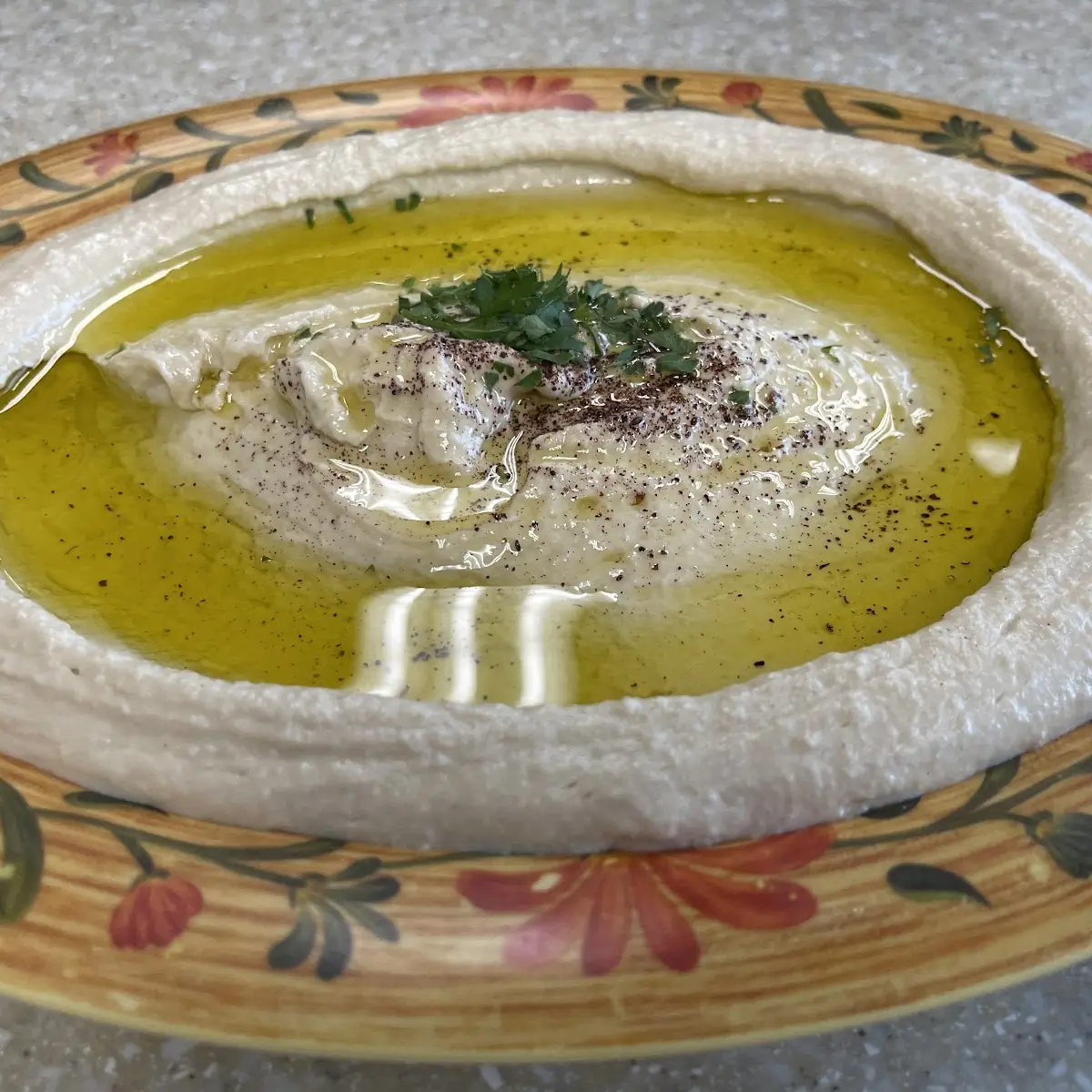 Hummus with Olive Oil Garnish