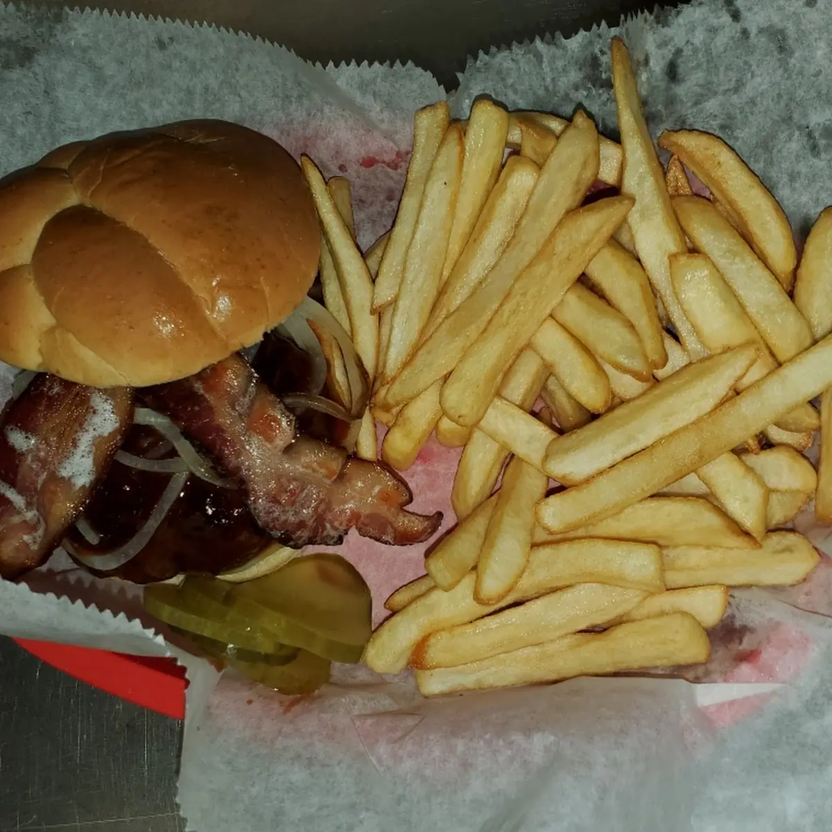 BBQ Bacon Burger and Fries