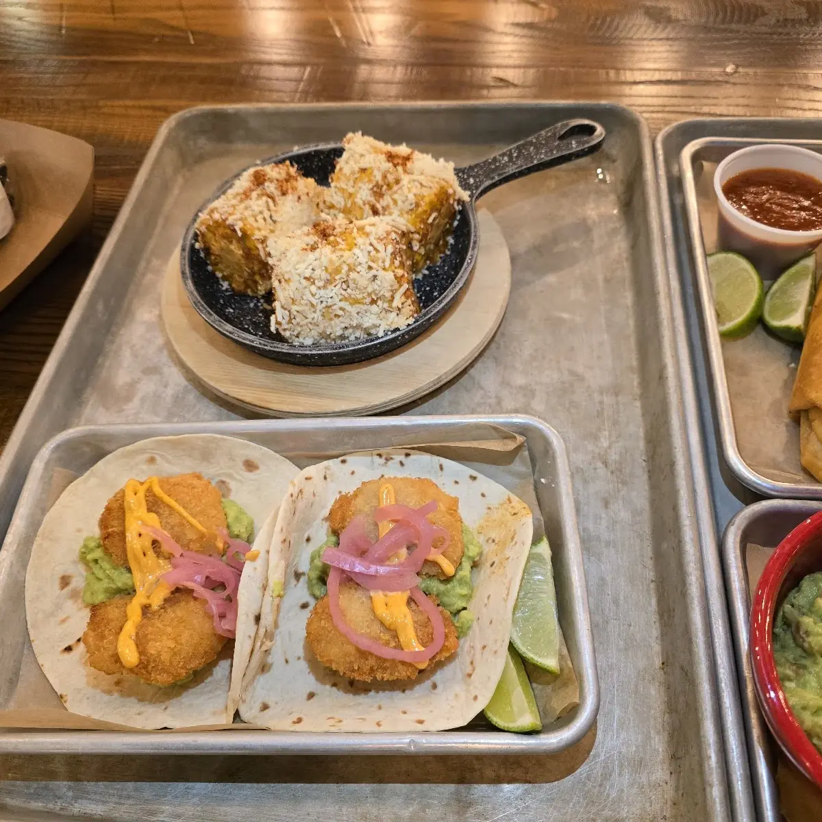 Shrimp Tacos and Mexican Street Corn