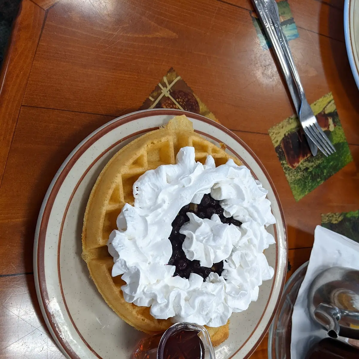 Blueberry Waffle with Blueberry Compote & Whipped Topping