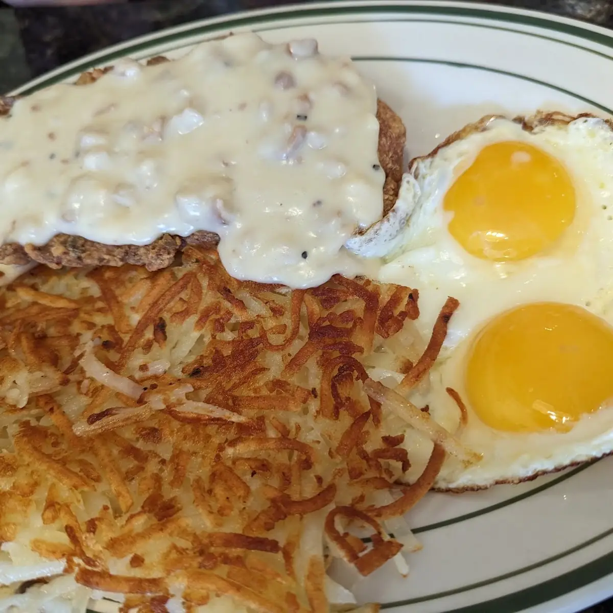 Hash Brown Biscuits and Gravy Eggs