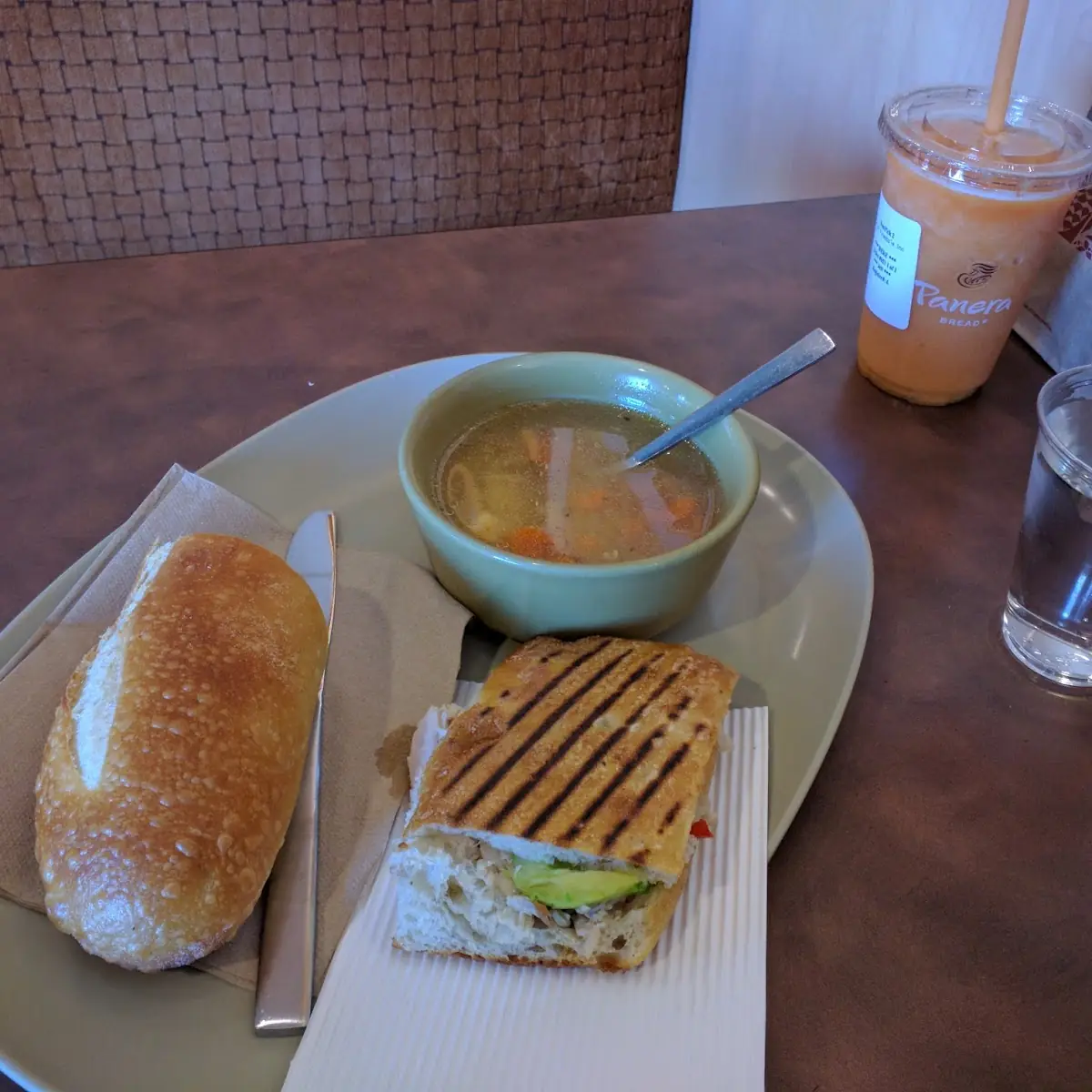 Chipotle Chicken Avocado Melt with Chicken Noodle Soup