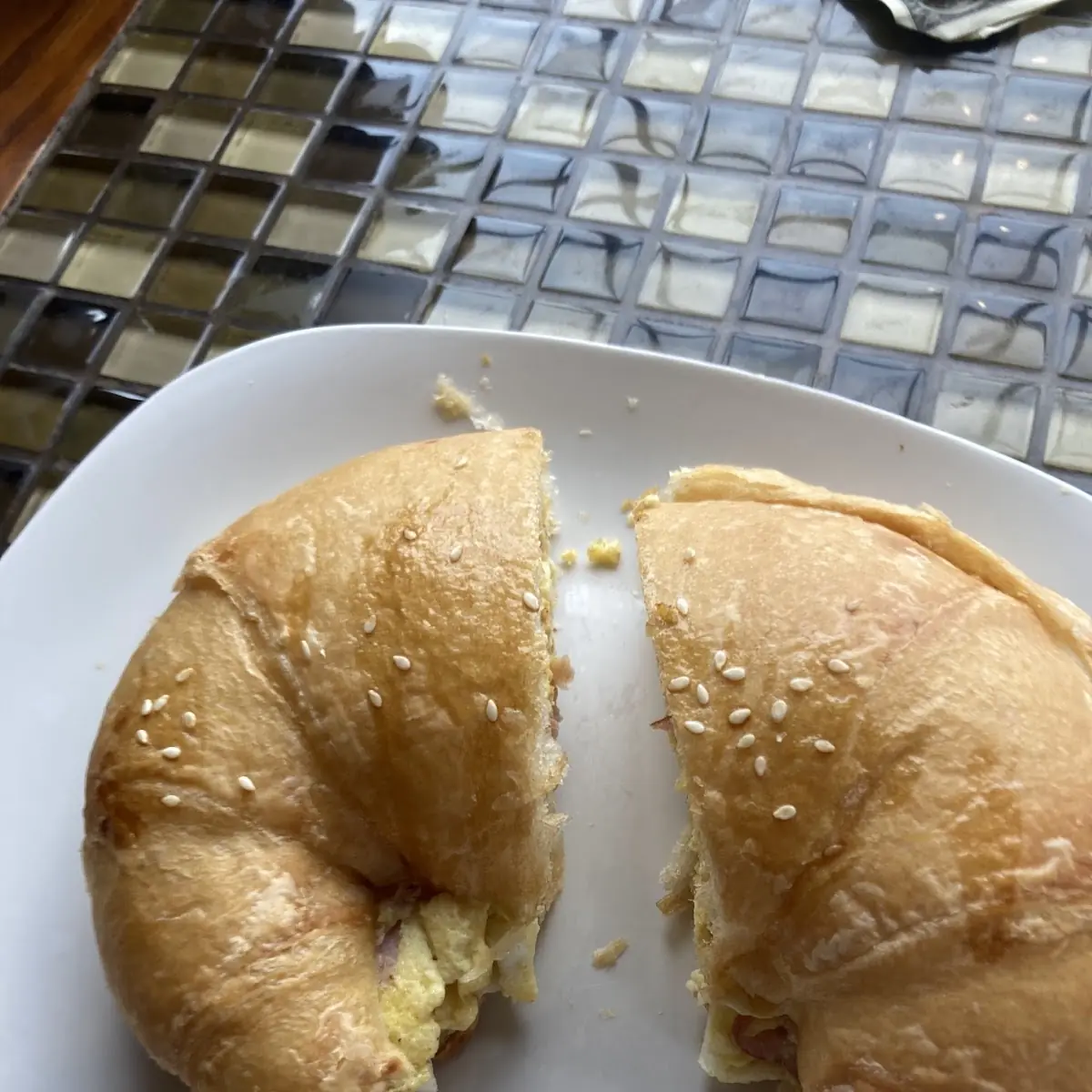Ham Egg and Cheese Croissant Sandwich