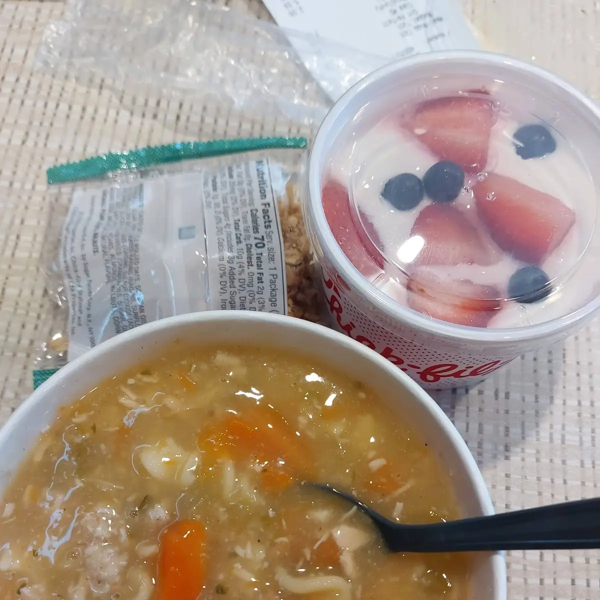 Chicken Noodle Soup and Parfait