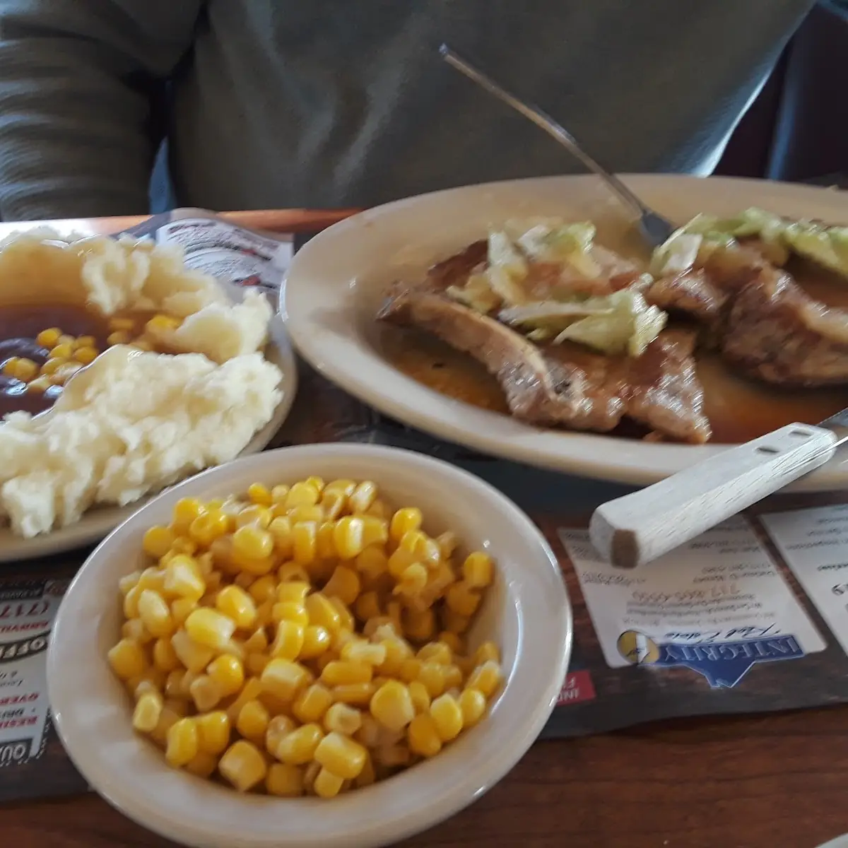 Grilled Pork Chops with Gravy Mashed Potato and Corn