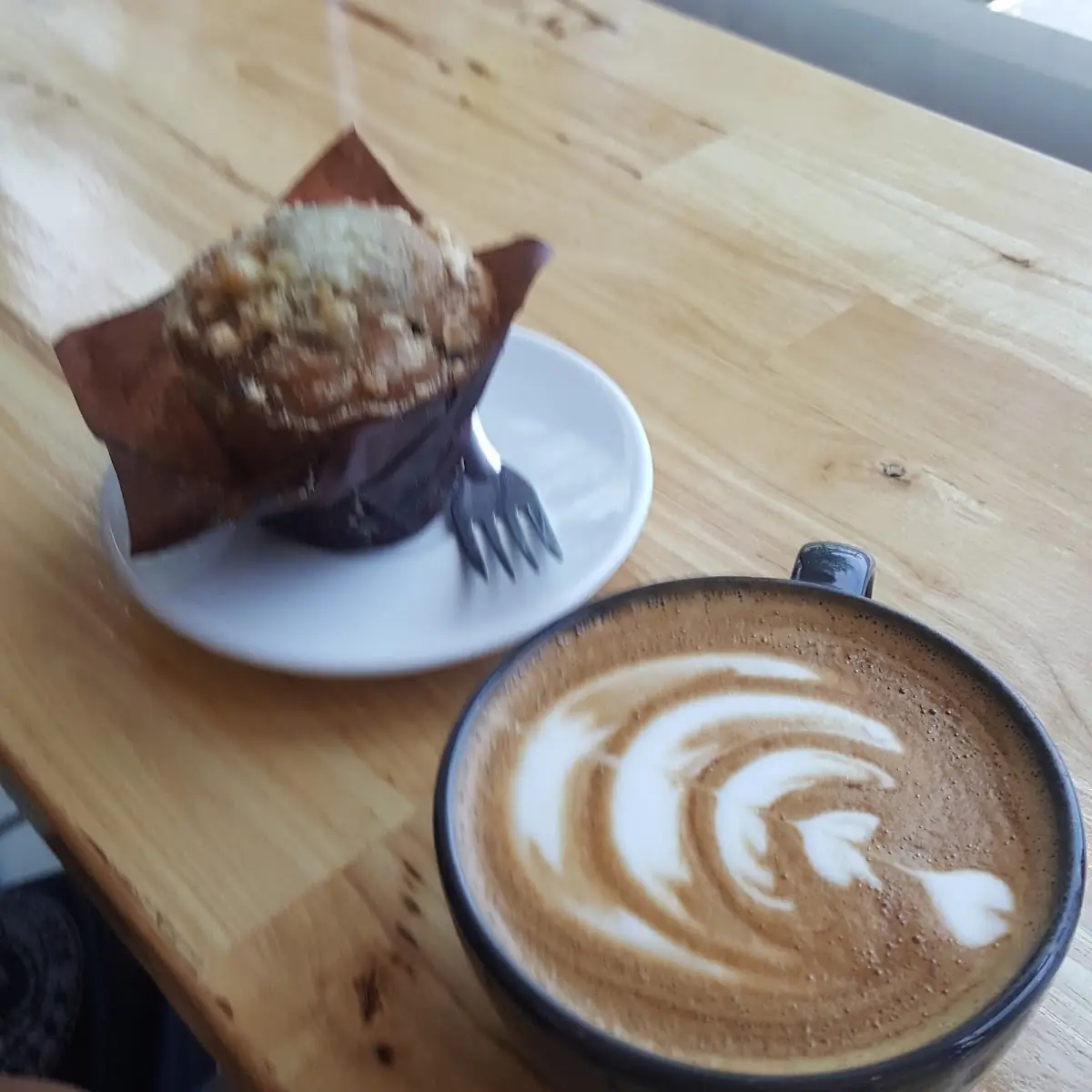 Blueberry Muffin with a Cappuccino