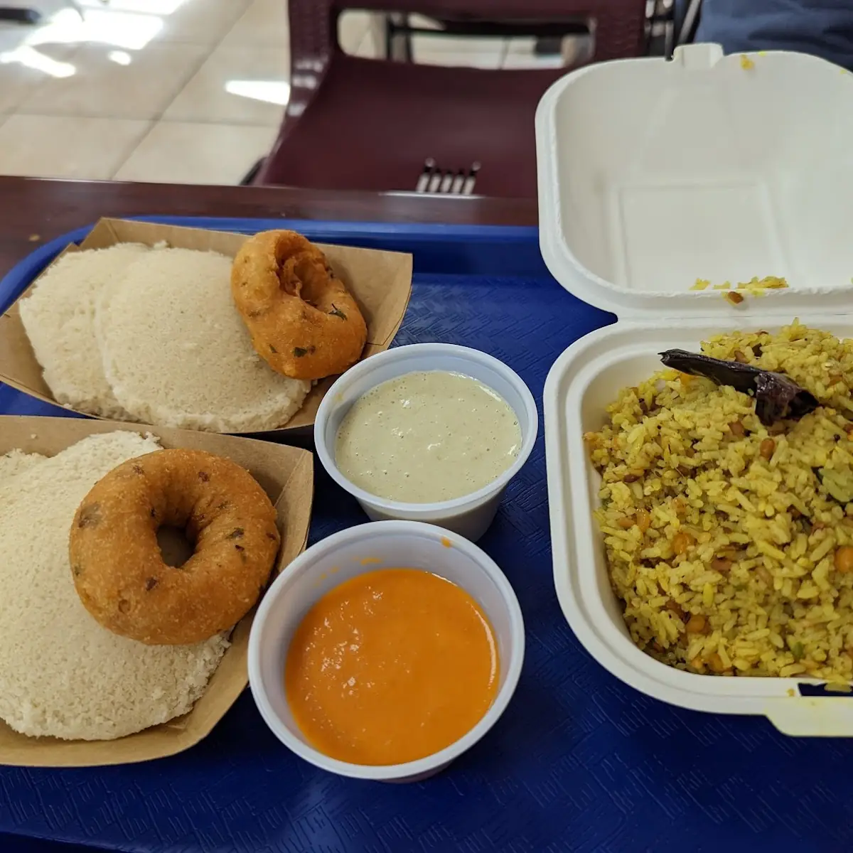 Idli Vada and Tamarind Rice
