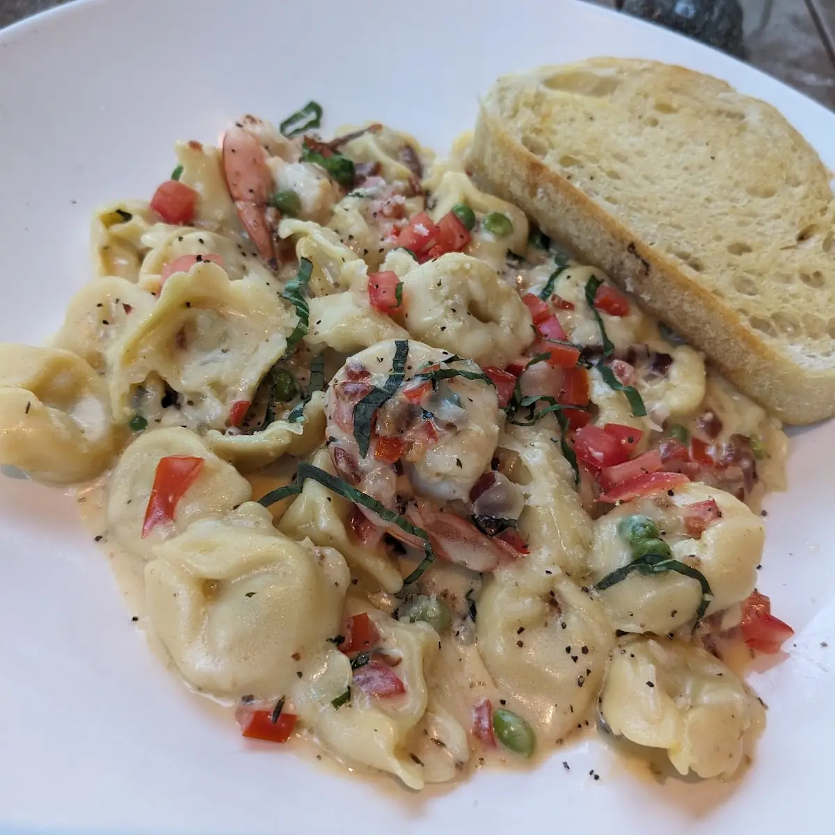 Tortellini Carbonara with Shrimp