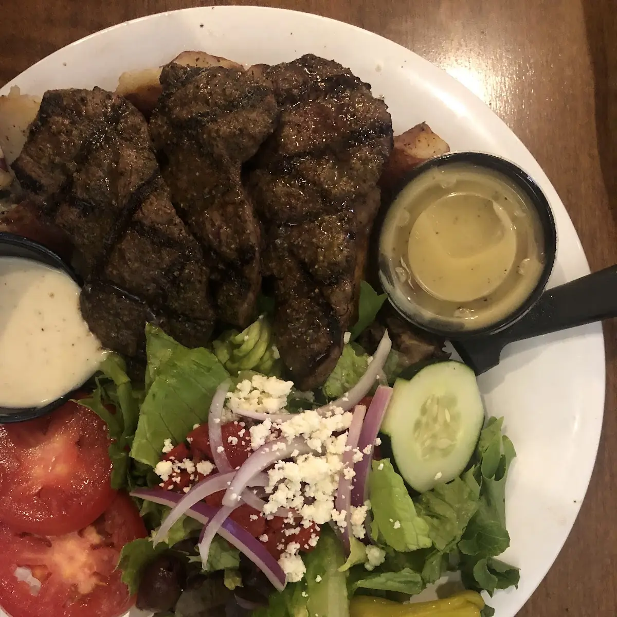 Greek Salad with Lamb Kabob