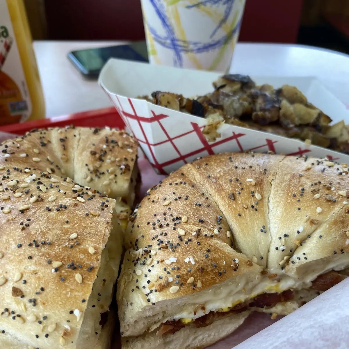 Bacon Egg & Cheese Toasted Everything Bagel