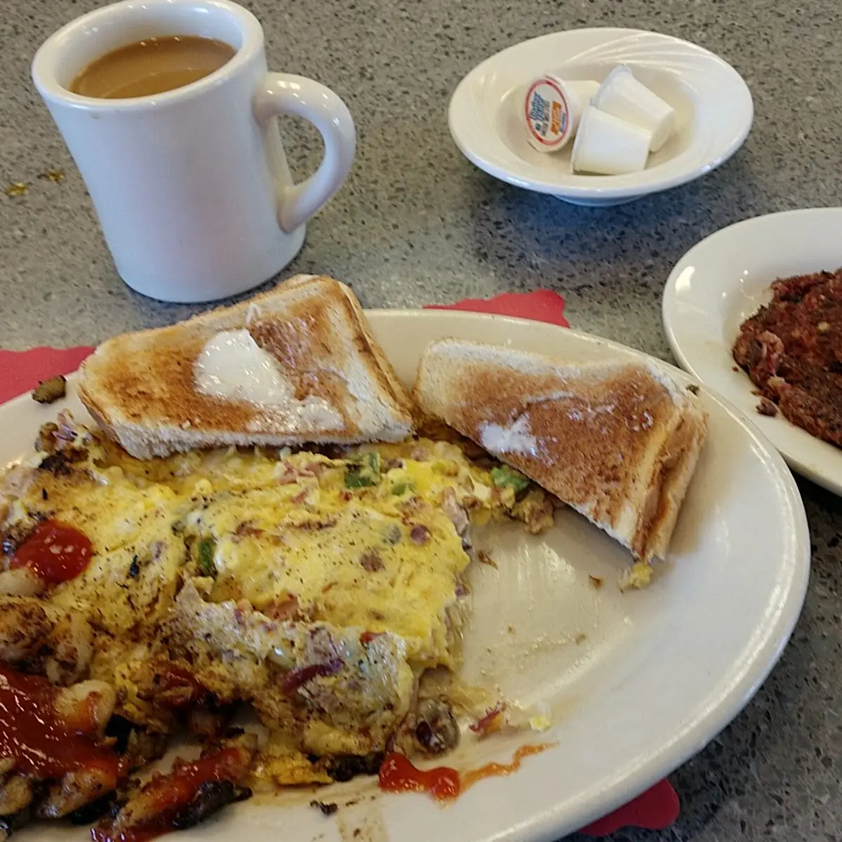 Western Omelette and Corned Beef Hash