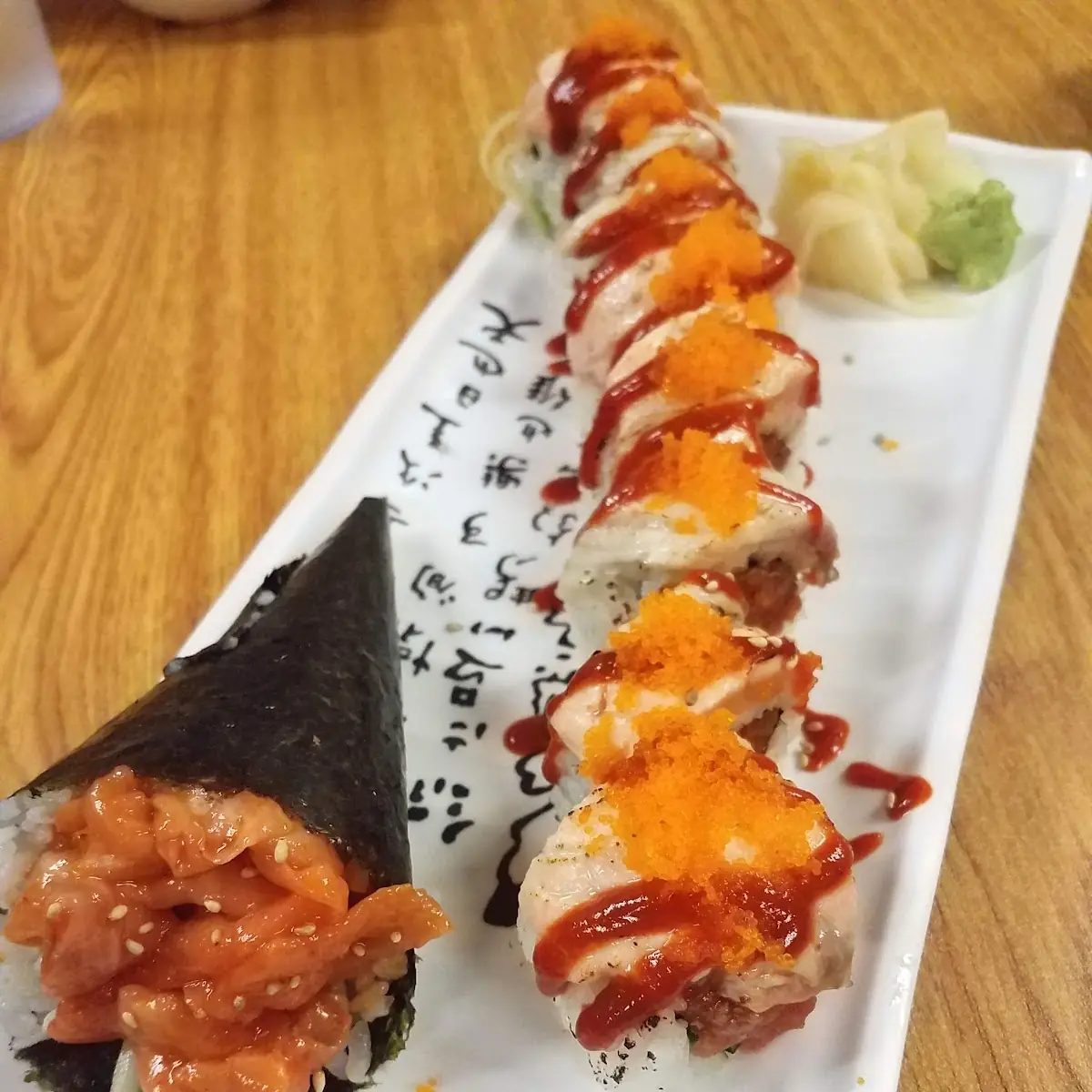 Spicy Salmon Roll and Hand Roll