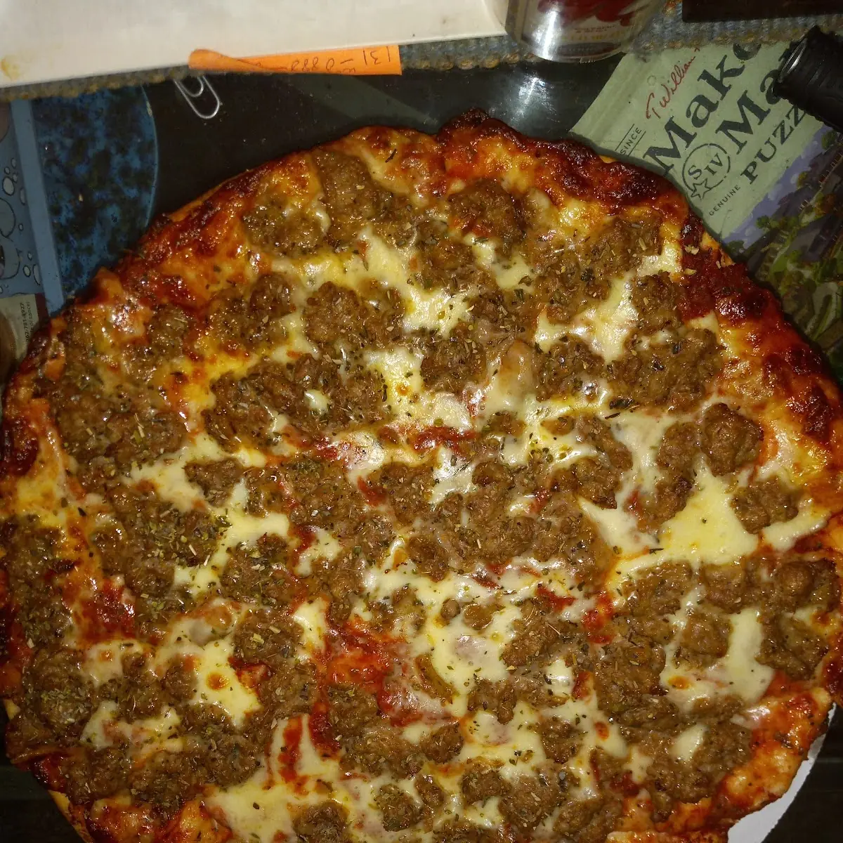 Large Cheese & Extra Sausage Pizza