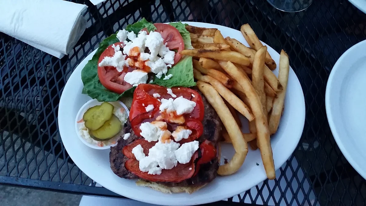Roasted Red Pepper and Goat Cheese Burger