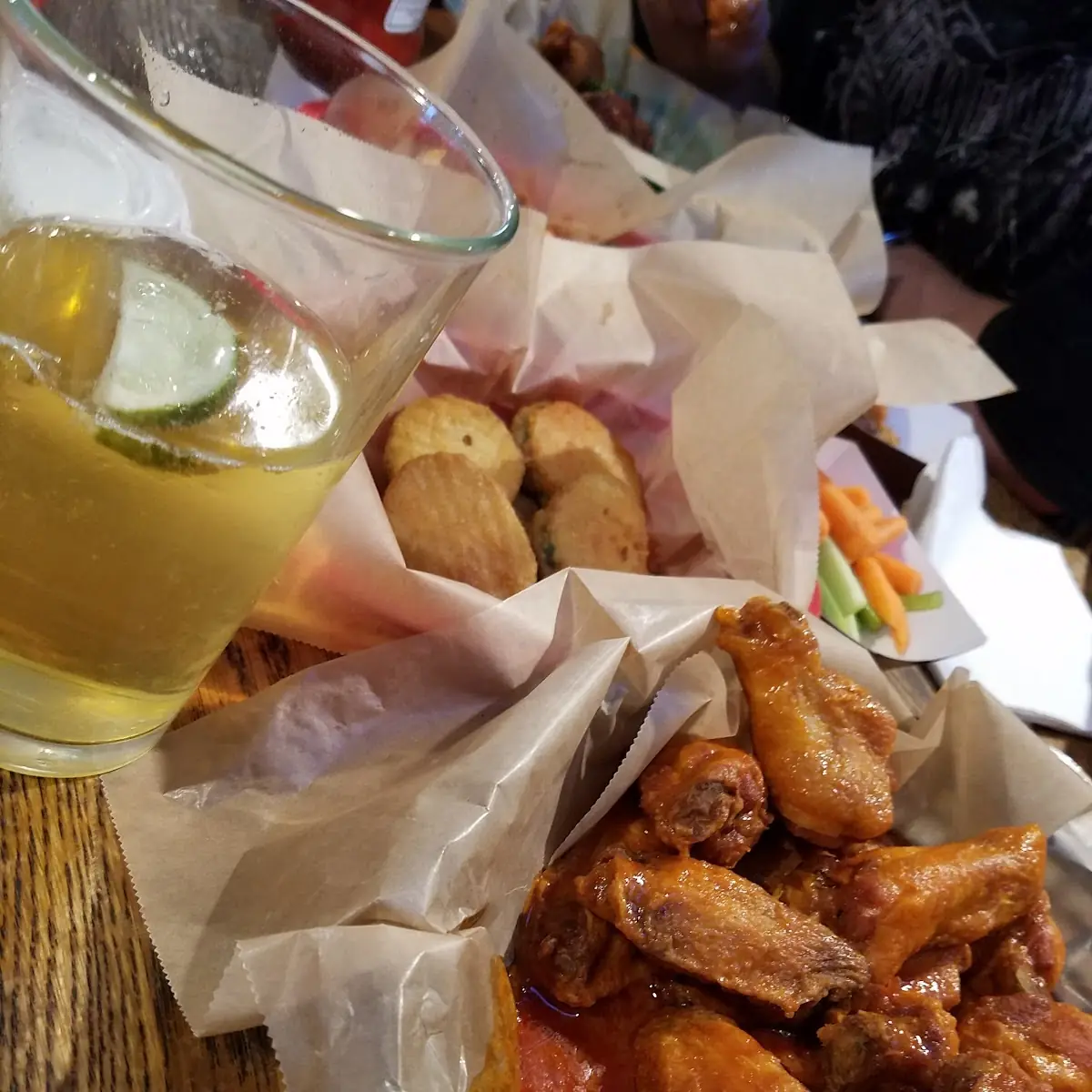 Hot Wings Beer and Fried Zucchini