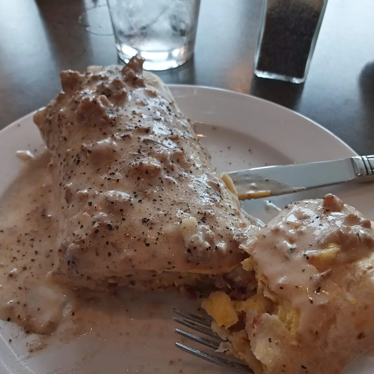 Breakfast Burrito with Added Sausage Gravy