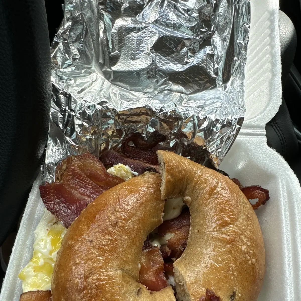 Bacon Egg N Cheese on Cinnamon Raisin Bagel Brooklyn Style