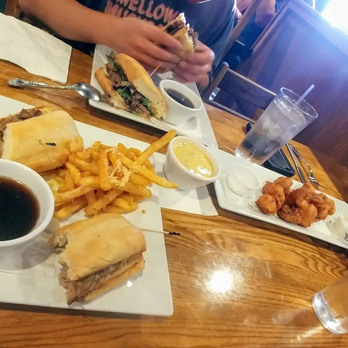 French Dip and Fried Mushrooms