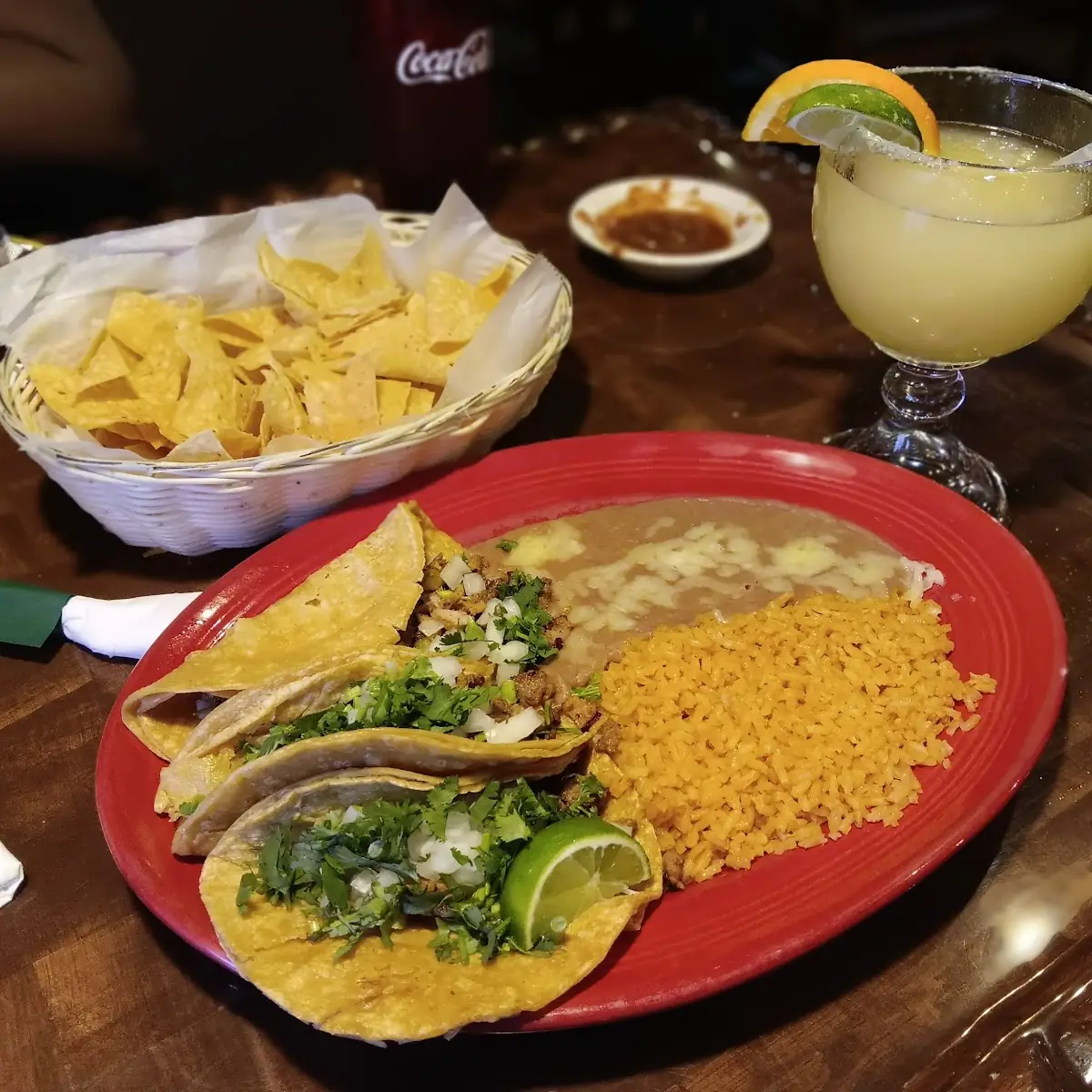 Two Tacos Rice & Beans
