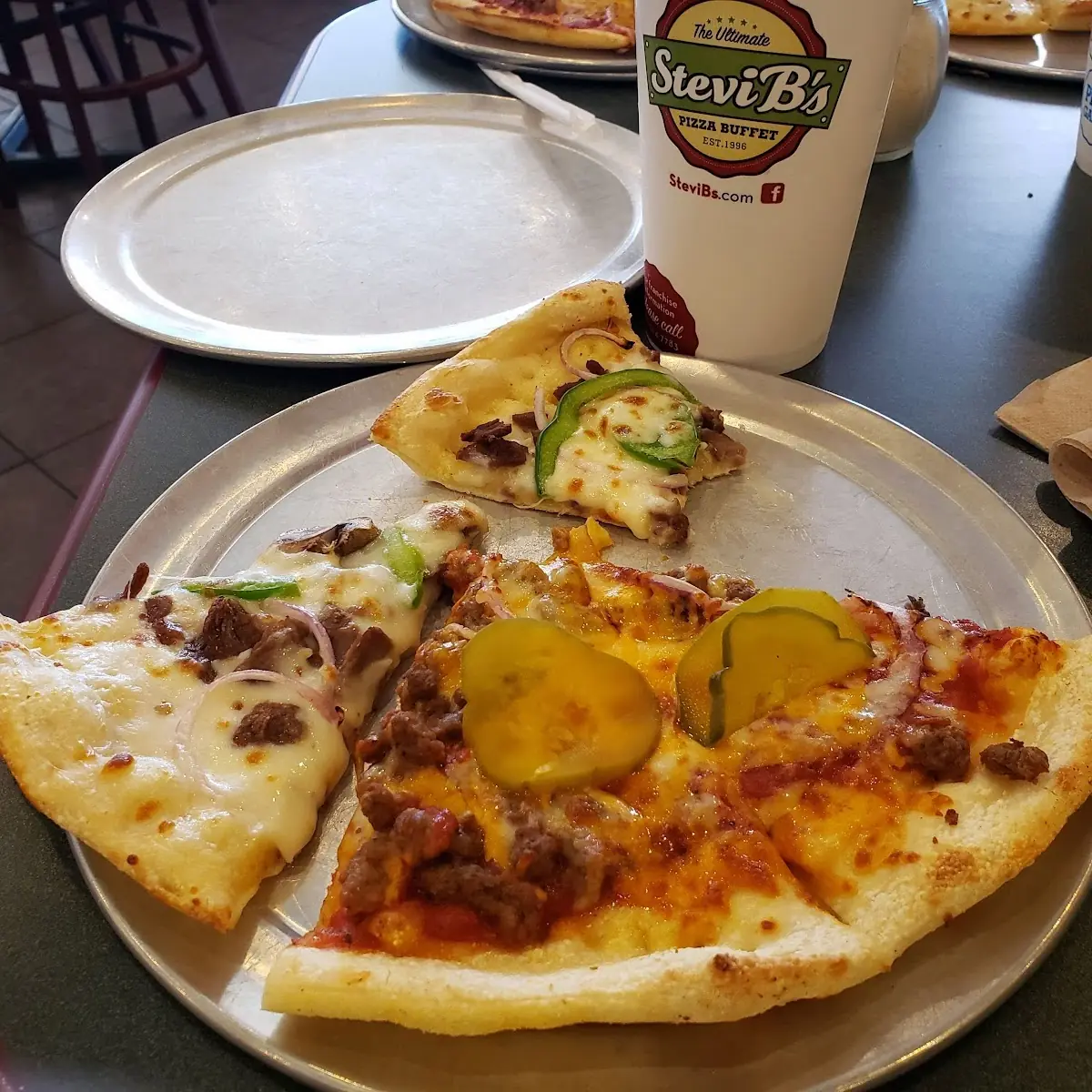 Cheeseburger and Philly Cheesesteak Pizzas