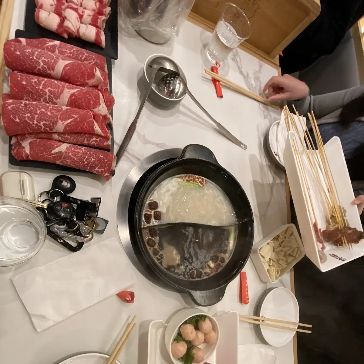 Skewered Meats and Vegetables Hot Pot