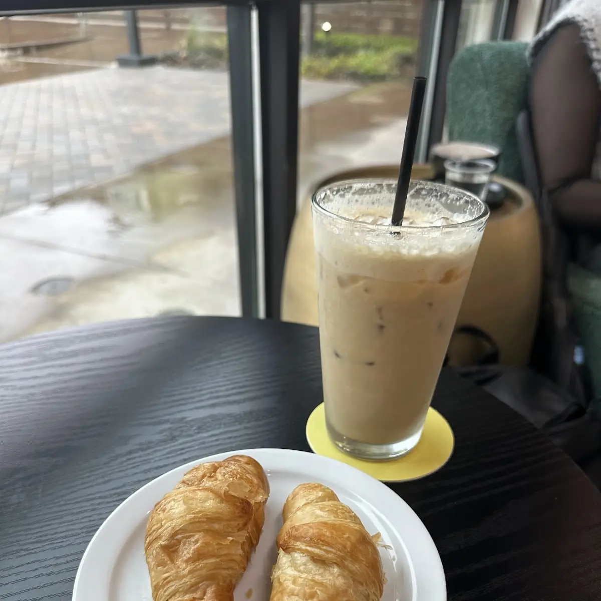 Iced Hazelnut Latte and Butter Croissants