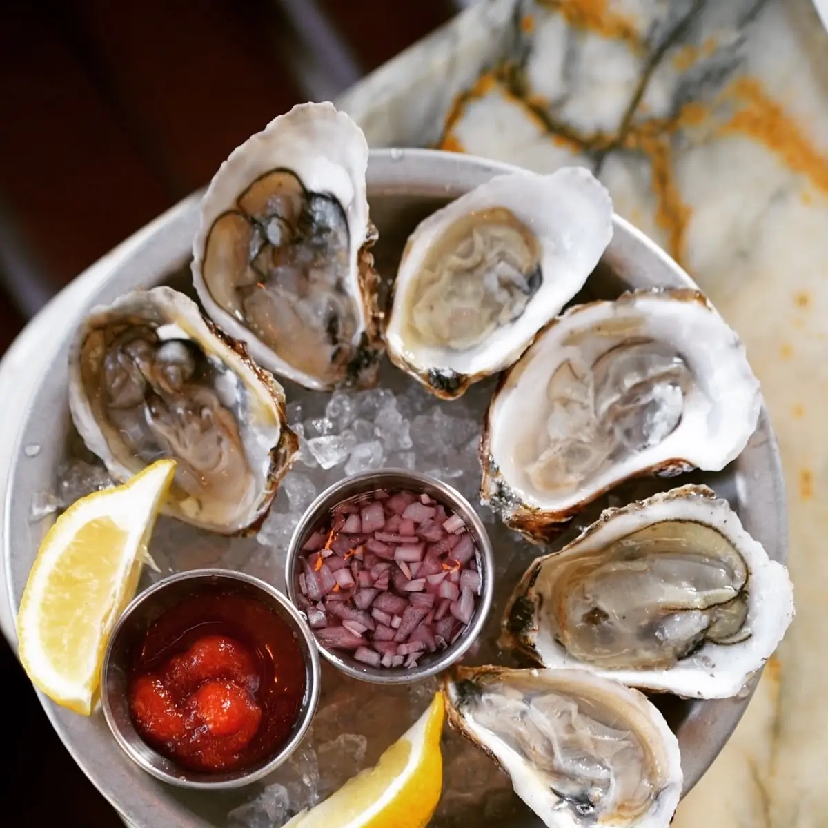 Fresh Oysters with Sauces and Lemon