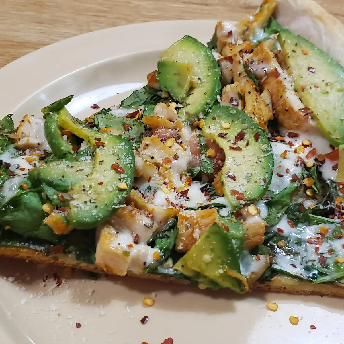 Broccoli Chicken Pizza Avocado Spinach Pizza