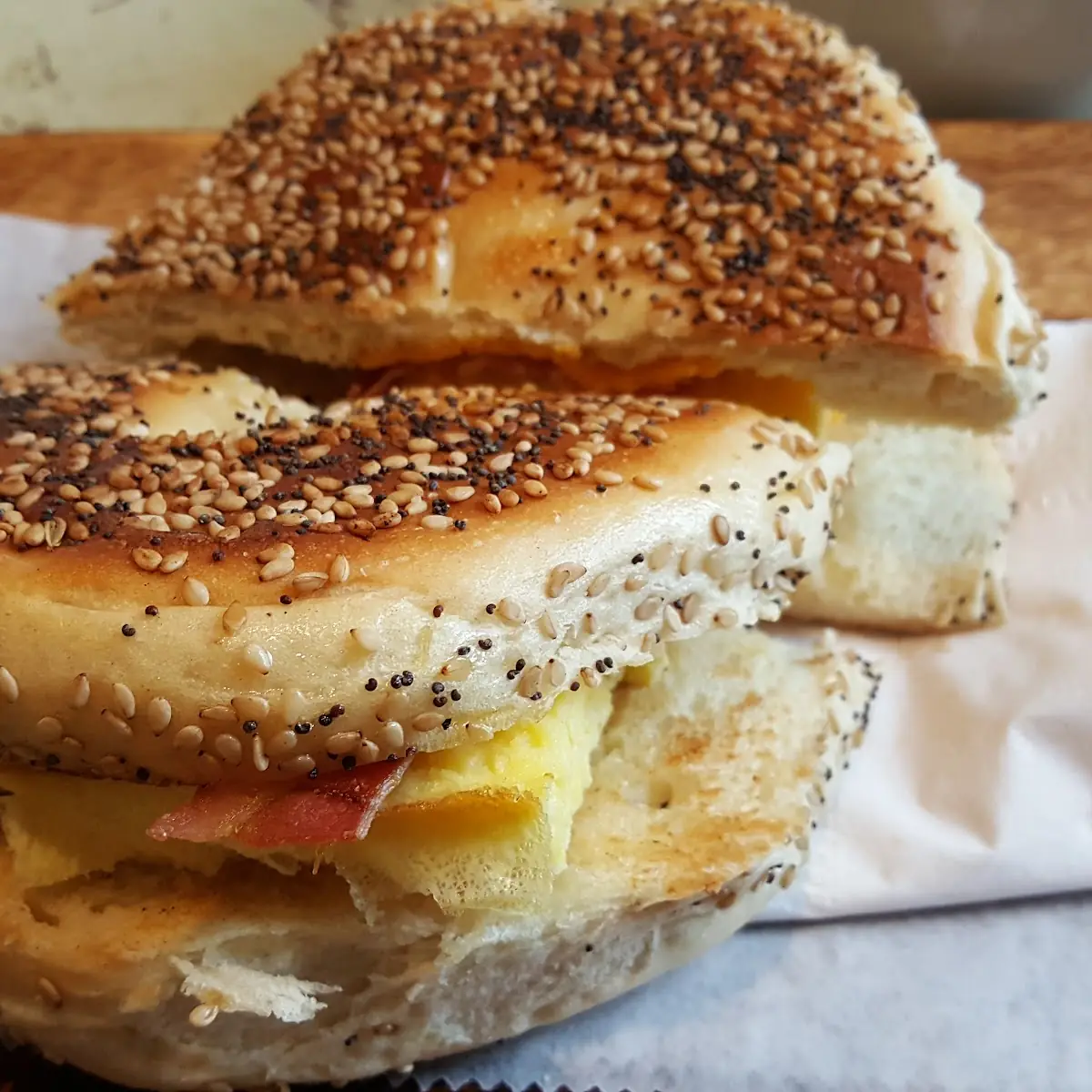 Everything Bagel Bacon Egg and Cheese