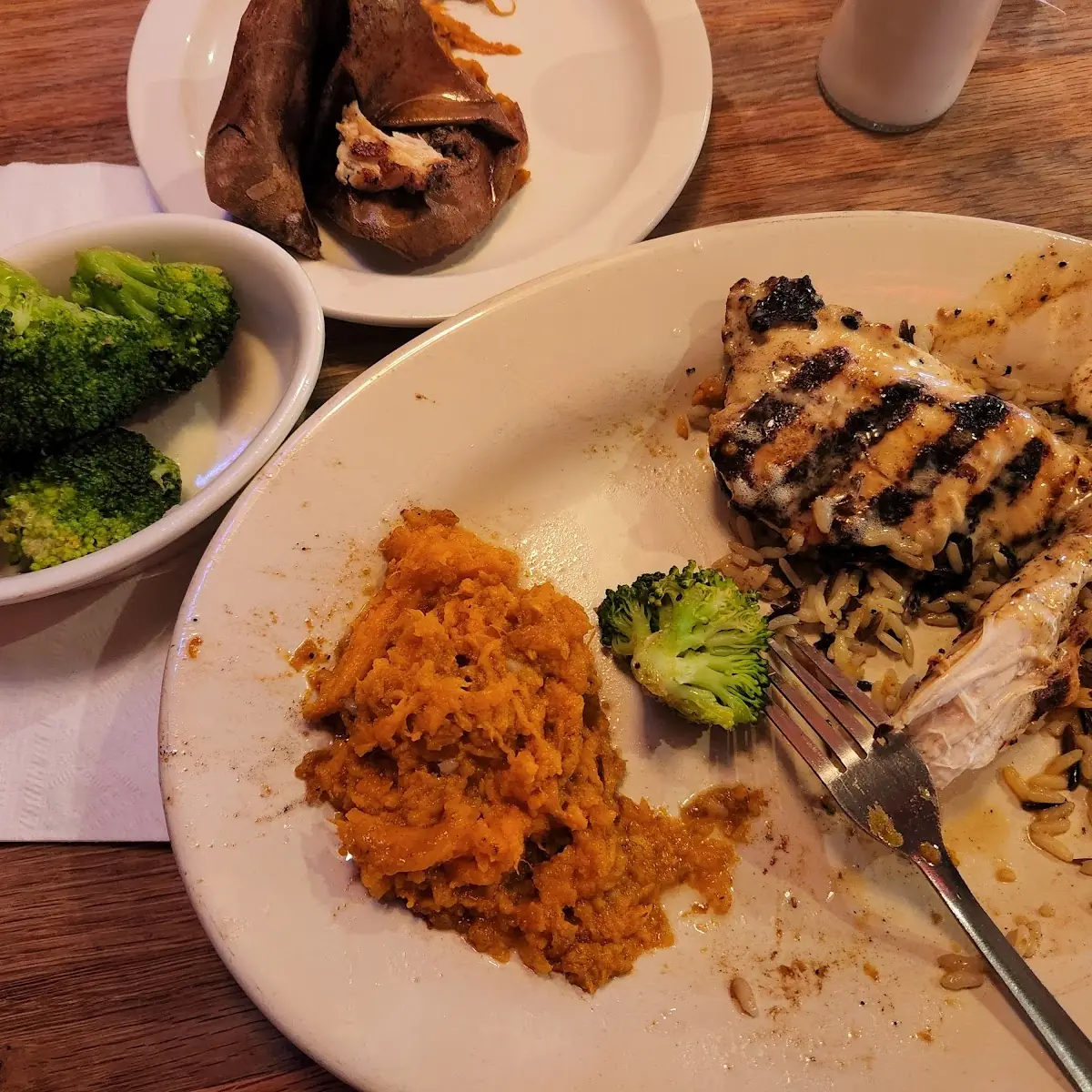 Fried Chicken Salad Mesquite Grilled Salmon